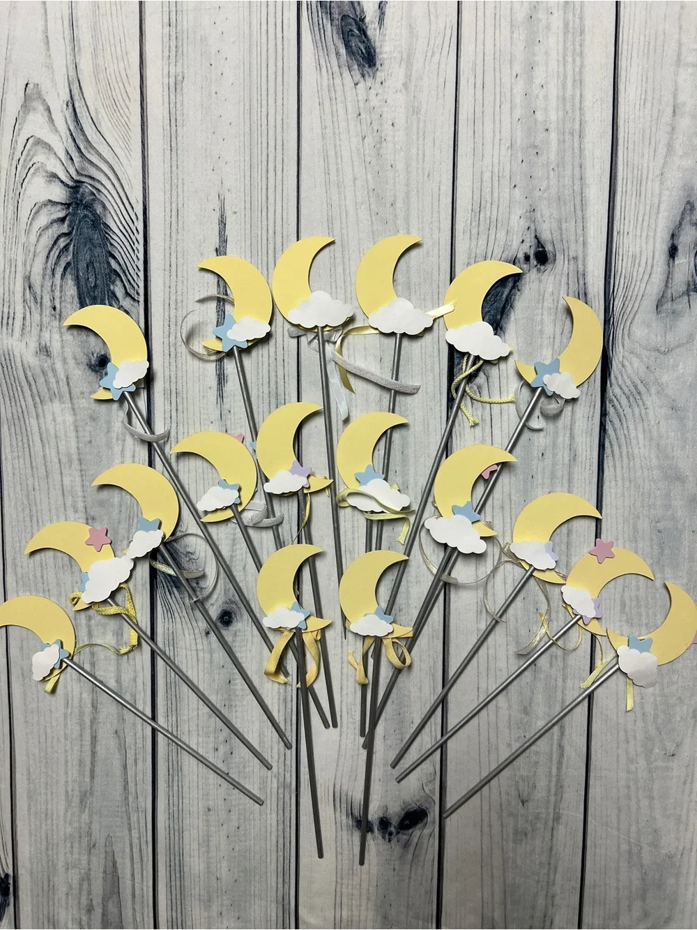 Moon and Star Baby Shower Party Wands Centerpieces 18 Pieces Handmade